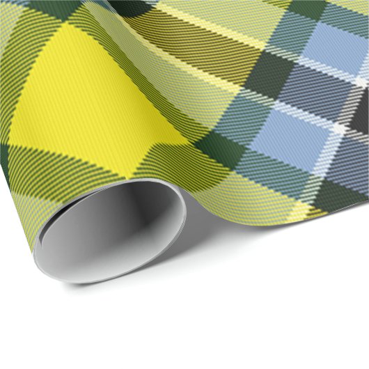Modern Blauw & Geel Tartan Plaid Patroon Cadeaupapier (Rol Hoek)