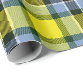 Modern Blauw & Geel Tartan Plaid Patroon Cadeaupapier (Rol Hoek)
