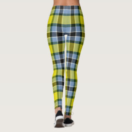 Modern Blauw & Geel Tartan Plaid Patroon Leggings