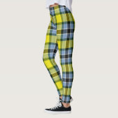 Modern Blauw & Geel Tartan Plaid Patroon Leggings (Links)