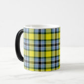 Modern Blauw & Geel Tartan Plaid Patroon Magische Mok (Voorkant links)