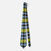 Modern Blauw & Geel Tartan Plaid Patroon Stropdas (Voorkant)