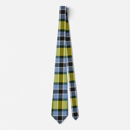 Modern Blauw & Geel Tartan Plaid Patroon Stropdas (Voorkant)