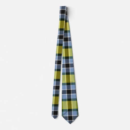 Modern Blauw & Geel Tartan Plaid Patroon Stropdas (Achterkant)