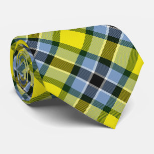 Modern Blauw & Geel Tartan Plaid Patroon Stropdas