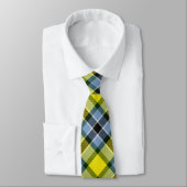Modern Blauw & Geel Tartan Plaid Patroon Stropdas (Gebonden)