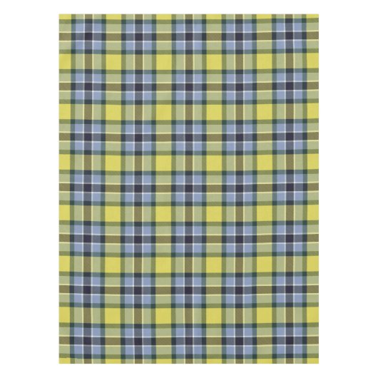 Modern Blauw & Geel Tartan Plaid Patroon Tafelkleed (Voorkant)