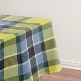 Modern Blauw & Geel Tartan Plaid Patroon Tafelkleed