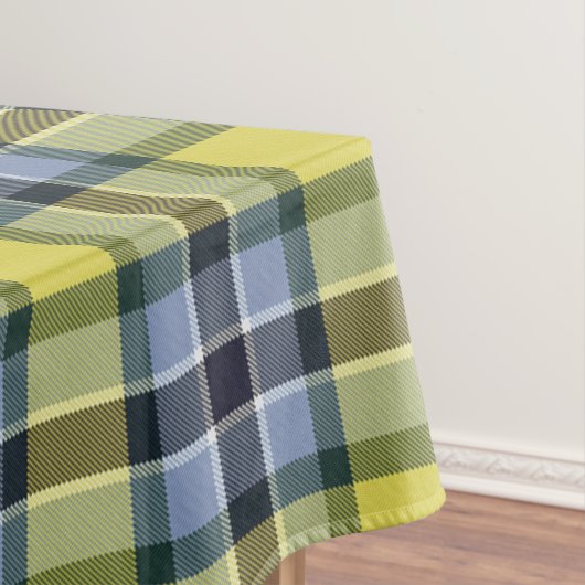 Modern Blauw & Geel Tartan Plaid Patroon Tafelkleed (Voorbeeld)