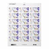 Modern blauw geel waterverf splatterpatroon etiket (Full Sheet)