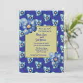 Modern Blauw & Geel Wildflower Royal Blue Wedding Kaart (Staand voorkant)