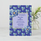 Modern Blauw & Geel Wildflower Royal Blue Wedding Kaart (Staand voorkant)