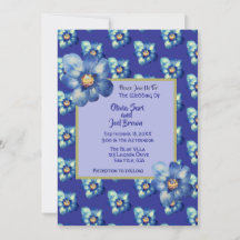 Modern Blauw & Geel Wildflower Royal Blue Wedding