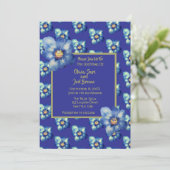 Modern Blauw & Geel Wildflower Royal Blue Wedding Kaart (Staand voorkant)