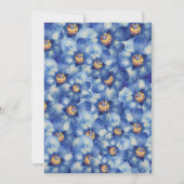 Modern Blauw & Geel Wildflower Royal Blue Wedding Kaart (Achterkant)