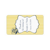 Modern Blauw Gele Streep Bruiloft Lip Balm Label (Voorkant)