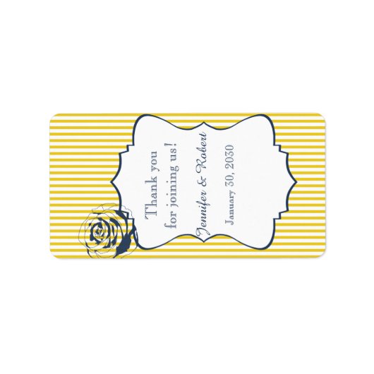 Modern Blauw Gele Streep Bruiloft Lip Balm Label (Voorkant)