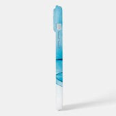 Modern blauw gemarmerd monogram iPhone hoesje (Linkerkant)