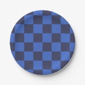 Modern blauw Geometric Checkers Paper Bord (Voorkant)