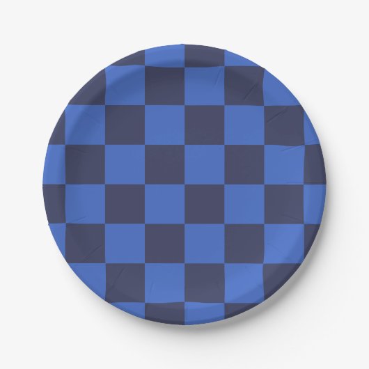 Modern blauw Geometric Checkers Paper Bord (Voorkant)