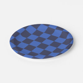 Modern blauw Geometric Checkers Paper Bord