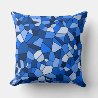 Modern blauw geometrisch mozaïek kussen