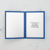 Modern blauw gepersonaliseerd gelukkig verjaardag  kaart (Binnen)