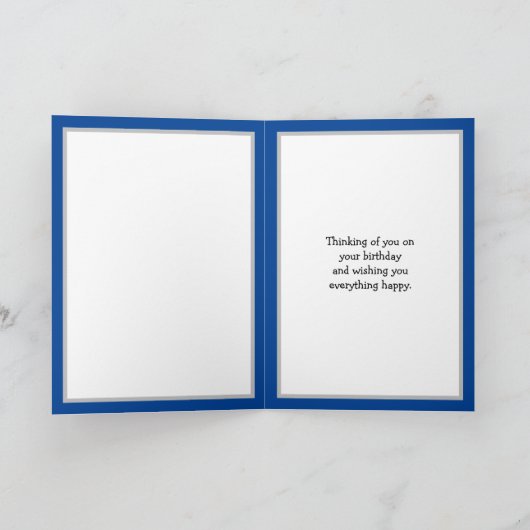 Modern blauw gepersonaliseerd gelukkig verjaardag  kaart (Binnen)