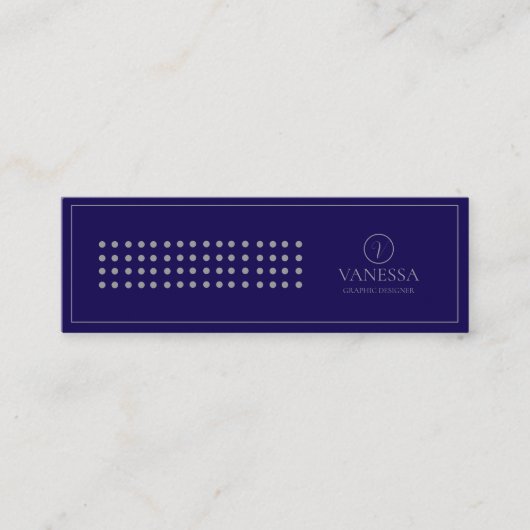 Modern blauw gepersonaliseerd monogram professione mini visitekaartje (Voorkant)