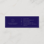 Modern blauw gepersonaliseerd monogram professione mini visitekaartje (Achterkant)