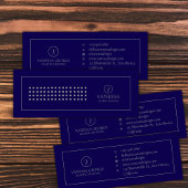 Modern blauw gepersonaliseerd monogram professione mini visitekaartje
