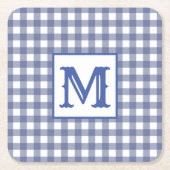 Modern blauw geplakt monogram kartonnen onderzetters (Voorkant)