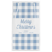 Modern blauw geplakt vrolijk kerstfeest klein cadeauzakje (Voorkant)