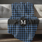 Modern blauw geruite cheques monogram fleece deken