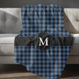 Modern blauw geruite cheques monogram fleece deken