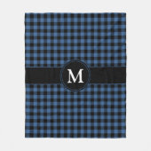 Modern blauw geruite cheques monogram fleece deken (Voorkant)