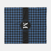 Modern blauw geruite cheques monogram fleece deken (Voorkant (Horizontaal))