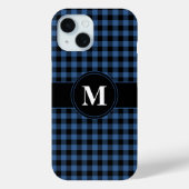 Modern blauw geruite patroon monogram Case-Mate iPhone case (Achterkant)
