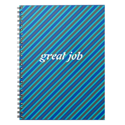 Modern blauw gestreept notitieboek (Voorkant)