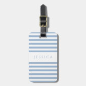 Modern blauw gestreept patroon bagagelabel (Voorkant verticaal)