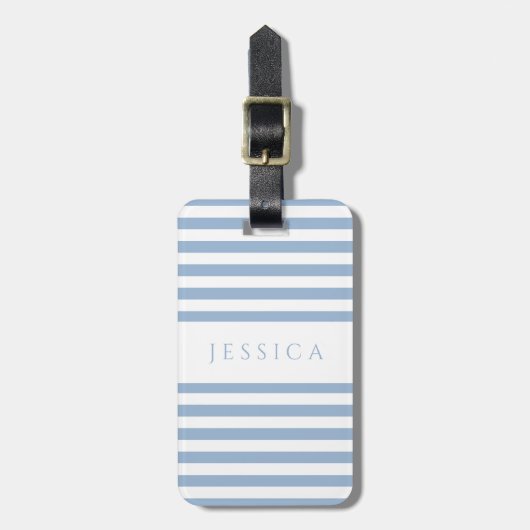 Modern blauw gestreept patroon bagagelabel (Voorkant verticaal)