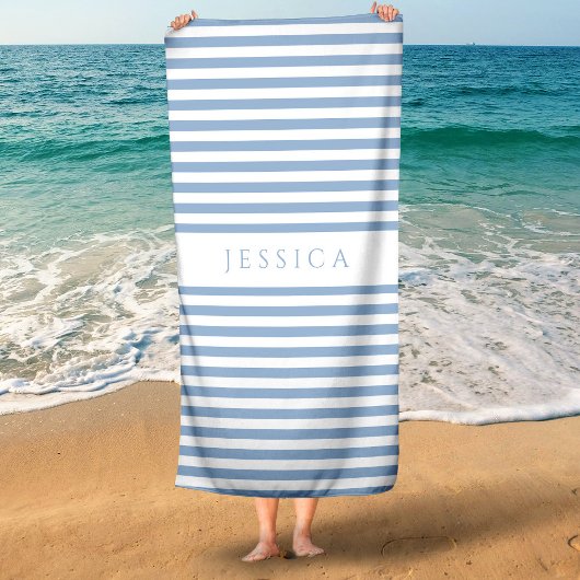 Modern blauw gestreept patroon strandlaken