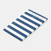 Modern blauw gestreept, veer, takenlijst post-it® notes (Schuin)