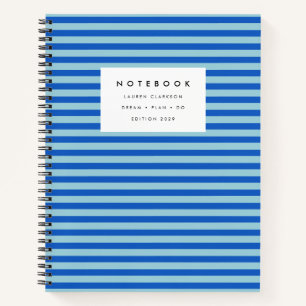 Modern Blauw Gestreepte Notitieboek