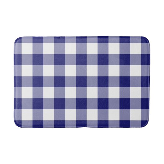 Modern Blauw Gingham Badmat (Voorkant)