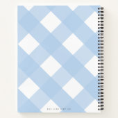 Modern blauw gingham familie blanco recept notitieboek (Achterkant)