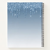Modern blauw glinsterend receptenboek notitieboek (Achterkant)
