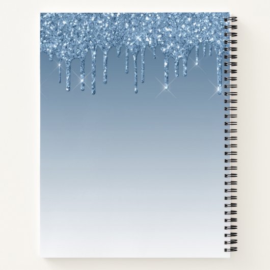 Modern blauw glinsterend receptenboek notitieboek (Achterkant)