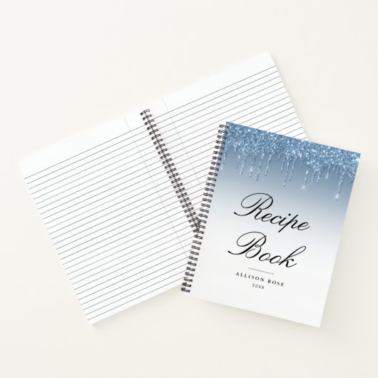 Modern blauw glinsterend receptenboek notitieboek (Binnen)