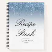 Modern blauw glinsterend receptenboek notitieboek (Voorkant)